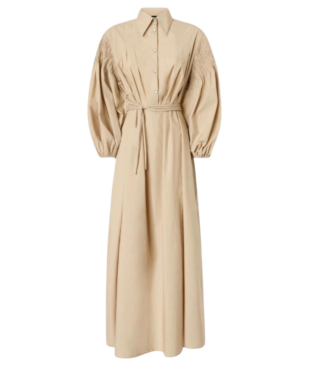 PINKO Бежевое хлопковое повседневное платье, фото 1