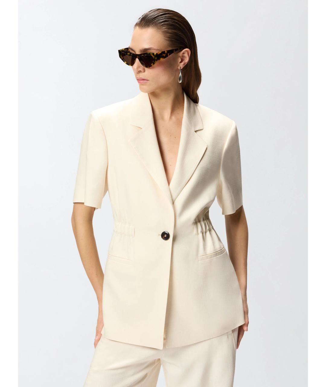 PINKO Бежевый вискозный жакет/пиджак, фото 3