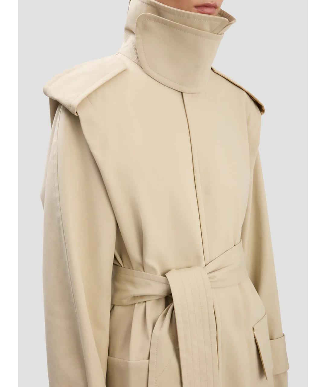 VICTORIA BECKHAM Бежевый хлопковый тренч/плащ, фото 5