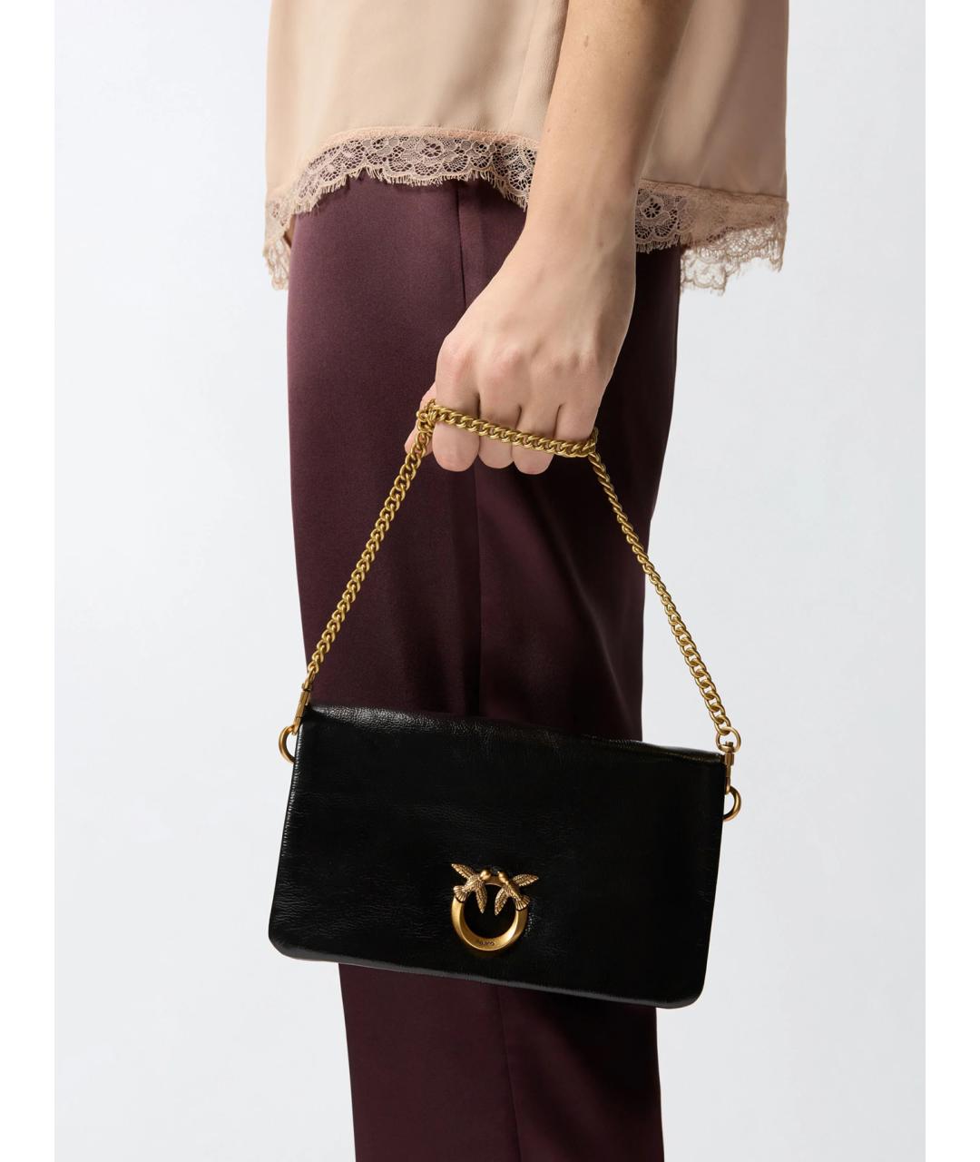 PINKO Черная кожаная сумка через плечо, фото 3