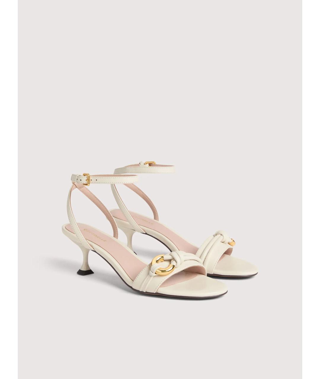 COCCINELLE Белые кожаные босоножки, фото 2