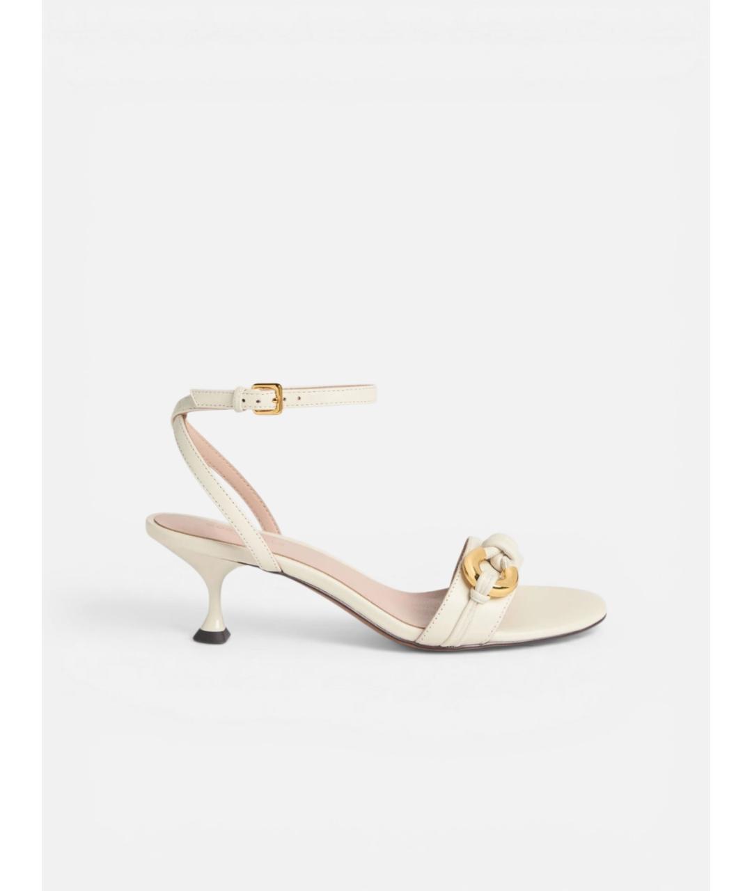 COCCINELLE Белые кожаные босоножки, фото 6