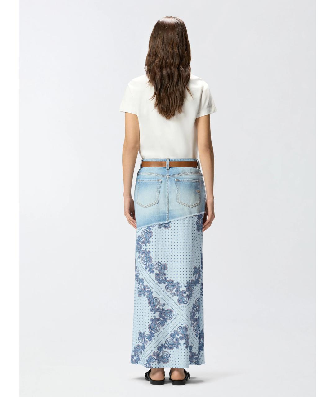 PINKO Голубая хлопковая юбка макси, фото 4