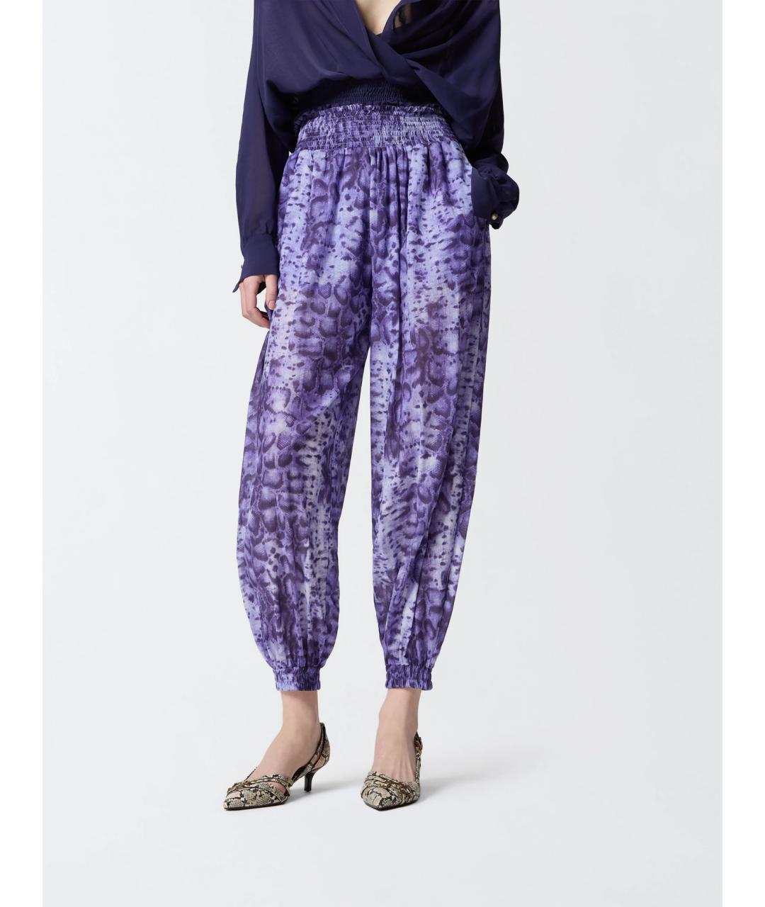 PINKO Фиолетовые хлопковые прямые брюки, фото 3