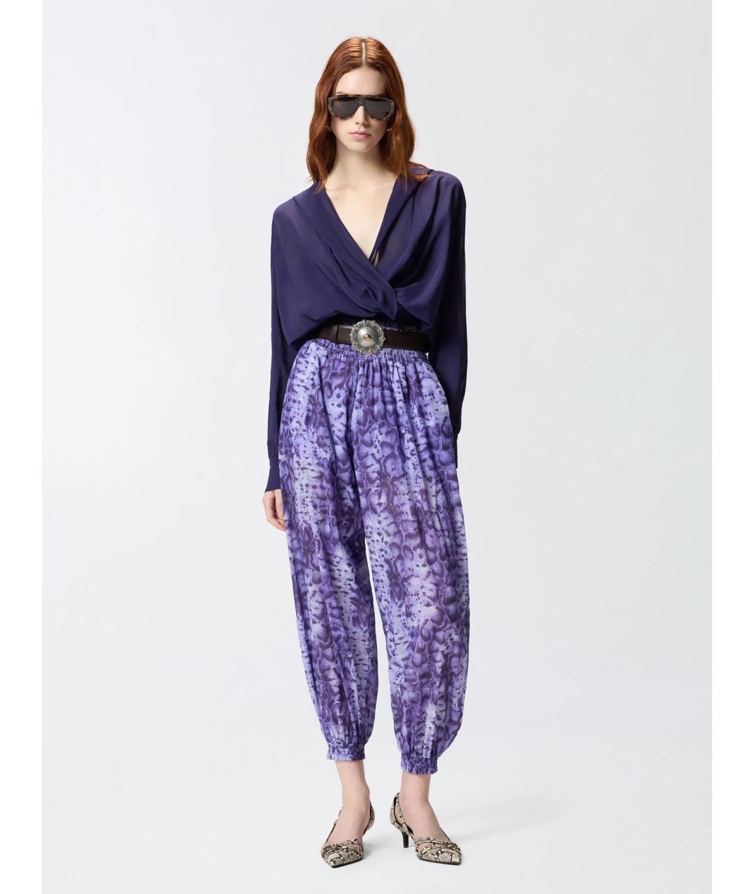 PINKO Фиолетовые хлопковые прямые брюки, фото 2