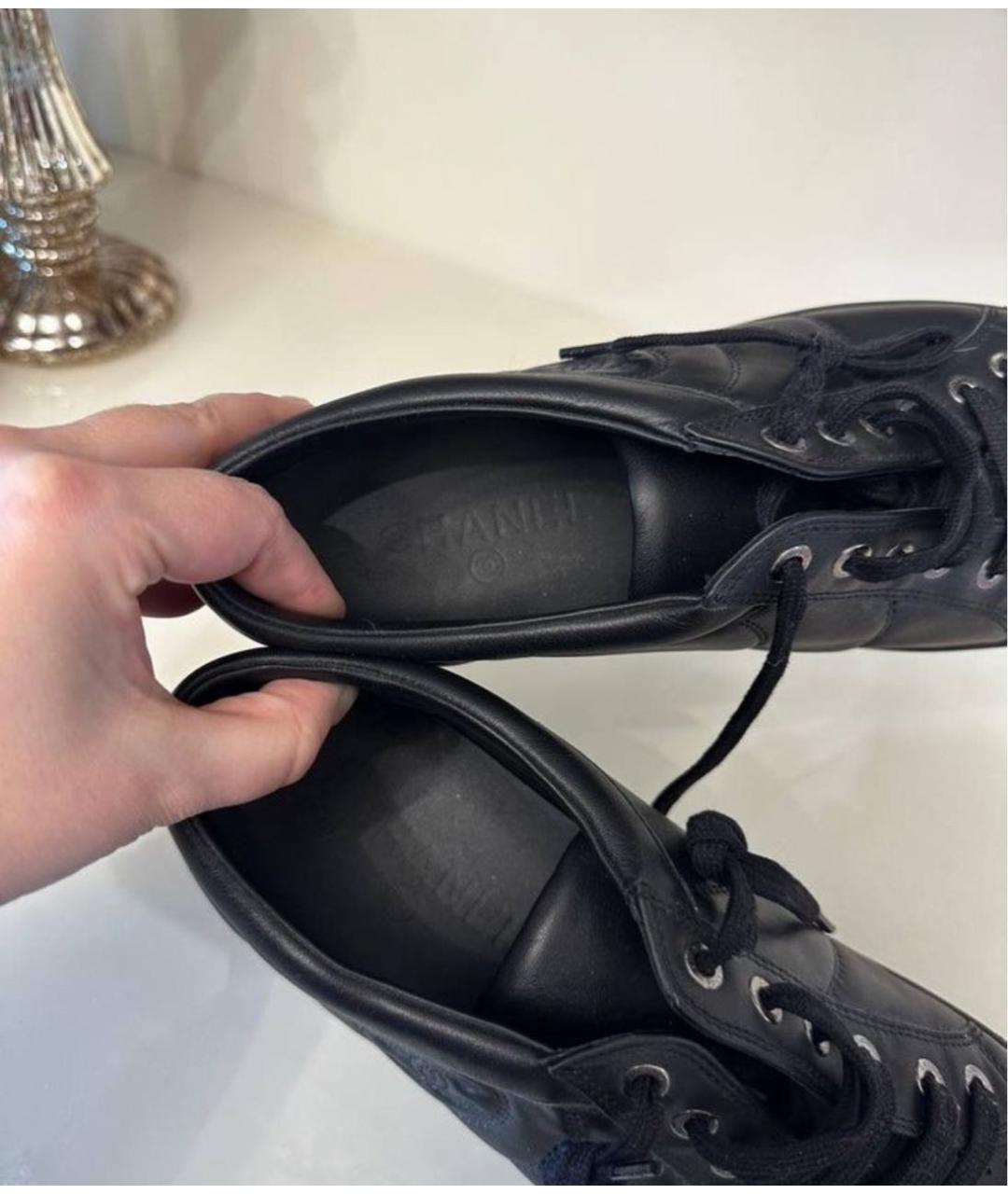 CHANEL Черные кожаные кеды, фото 3