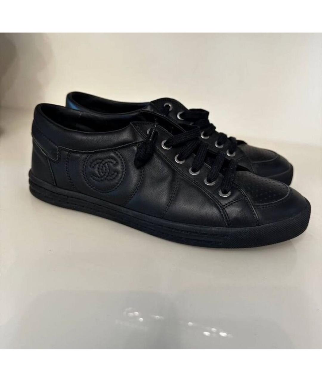 CHANEL Черные кожаные кеды, фото 7