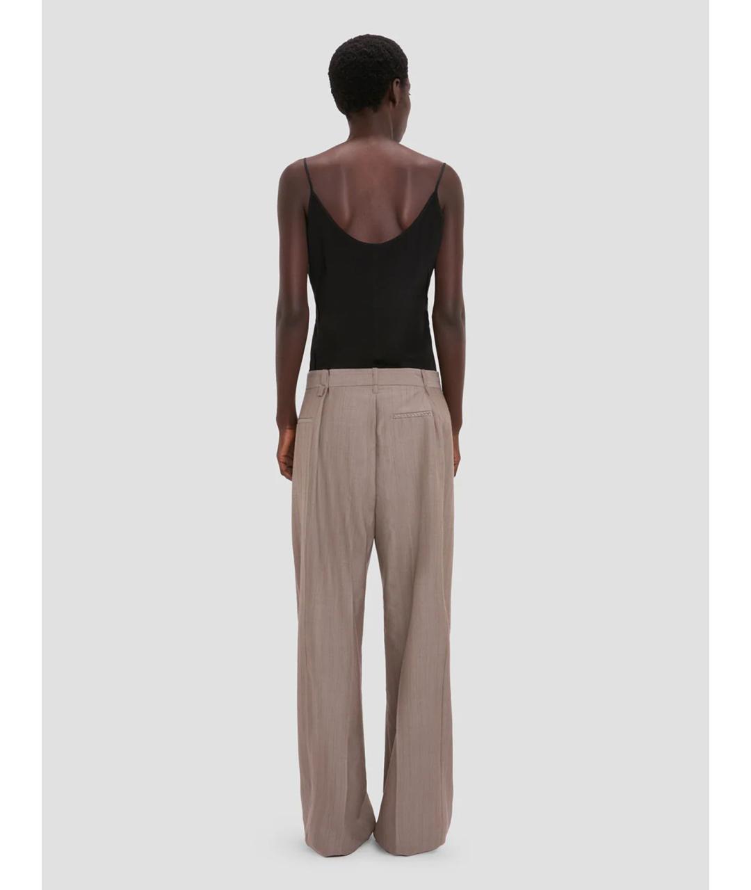VICTORIA BECKHAM Коричневые шерстяные прямые брюки, фото 4