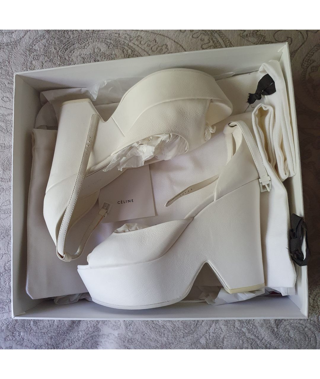 CELINE PRE-OWNED Белые кожаные босоножки, фото 5