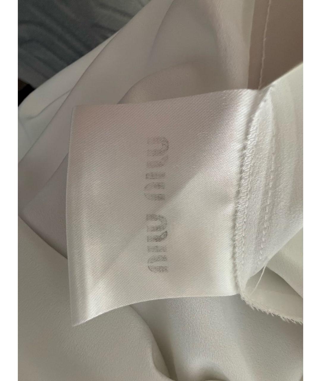 MIU MIU Белое шелковое повседневное платье, фото 4