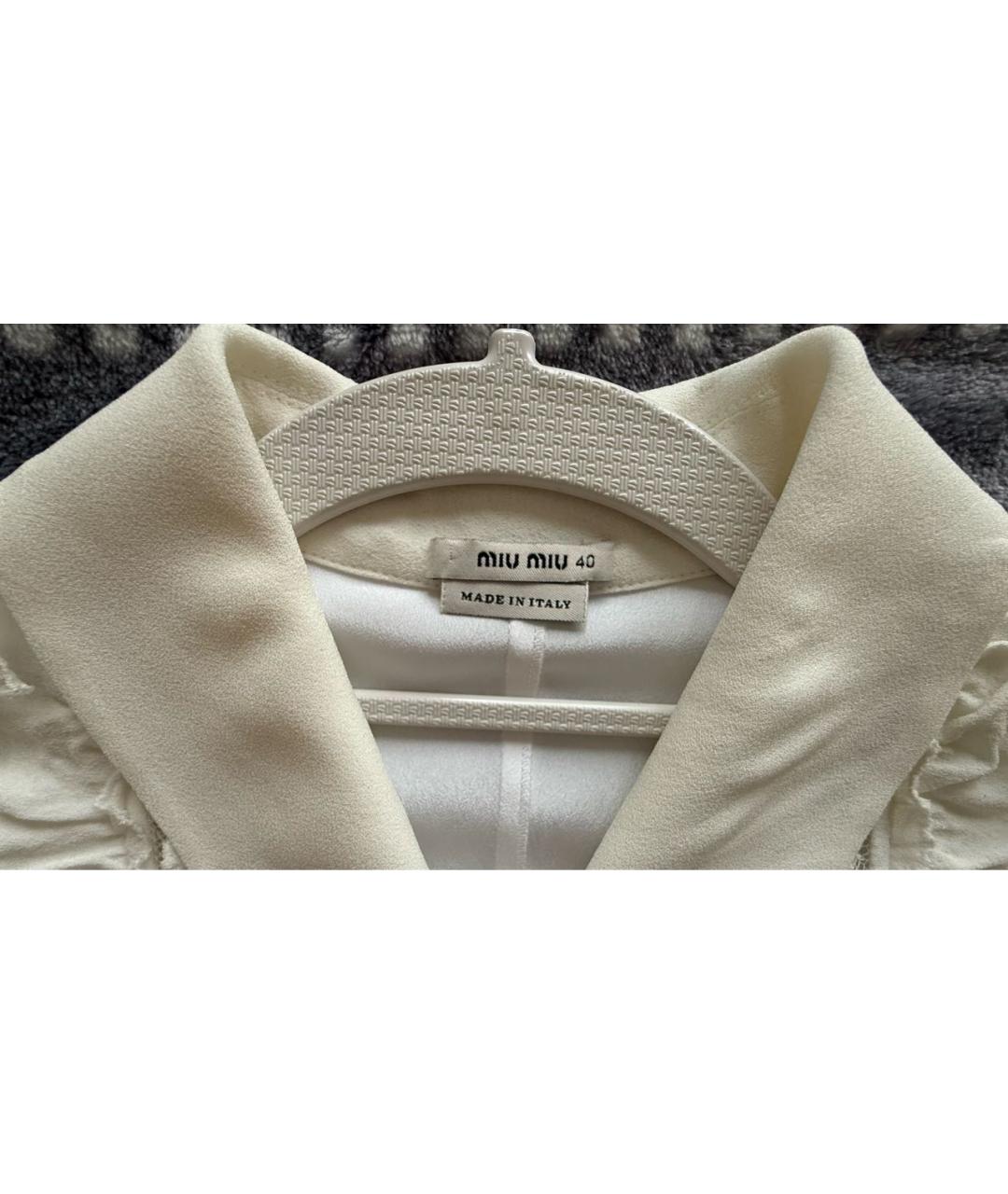 MIU MIU Белое шелковое повседневное платье, фото 3