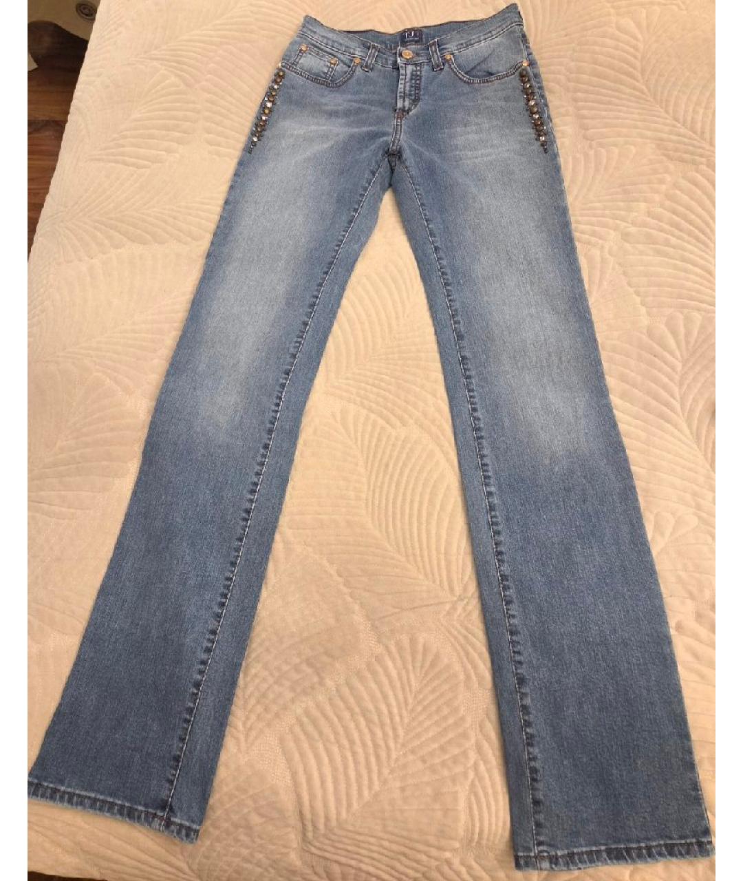 TRUSSARDI JEANS Синие хлопковые прямые джинсы, фото 9