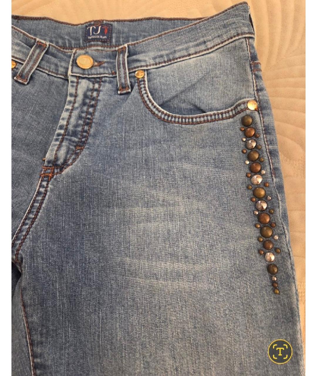 TRUSSARDI JEANS Синие хлопковые прямые джинсы, фото 2