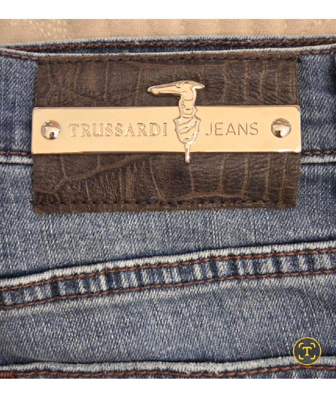 TRUSSARDI JEANS Синие хлопковые прямые джинсы, фото 6