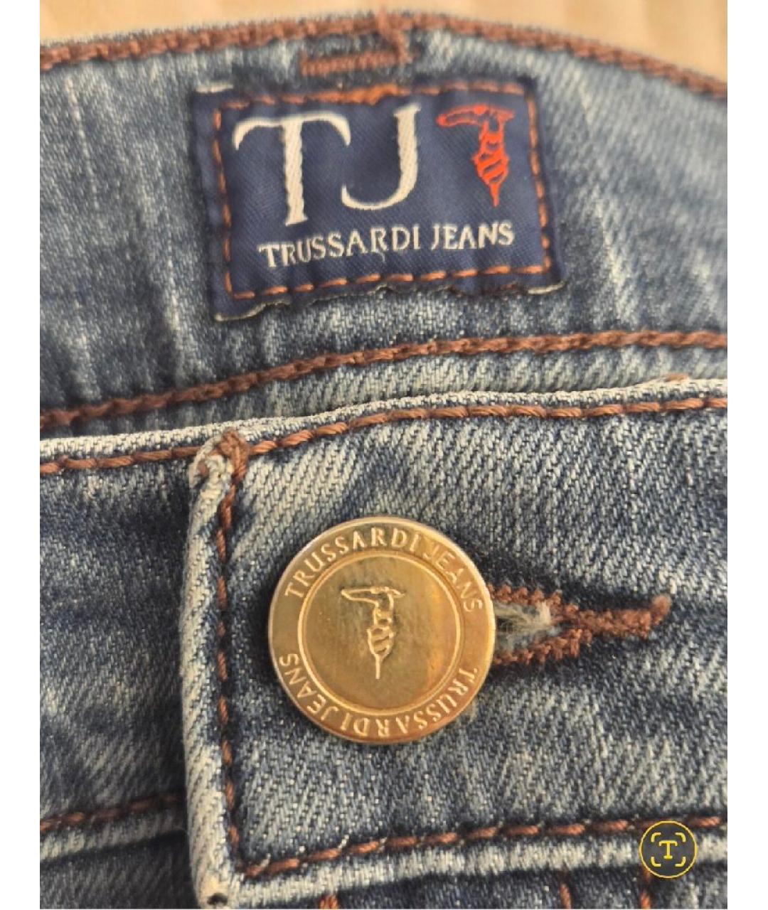 TRUSSARDI JEANS Синие хлопковые прямые джинсы, фото 7
