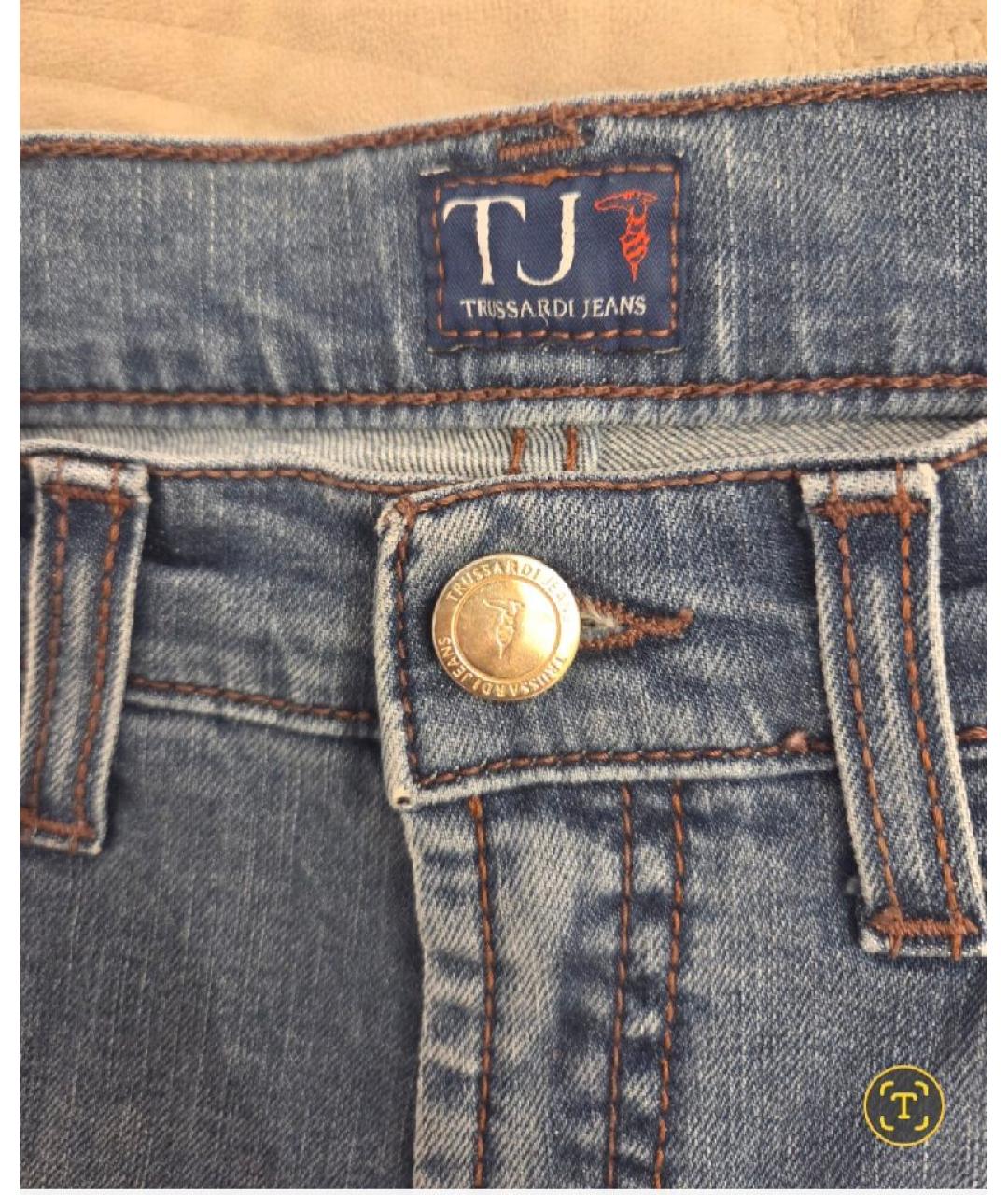 TRUSSARDI JEANS Синие хлопковые прямые джинсы, фото 3