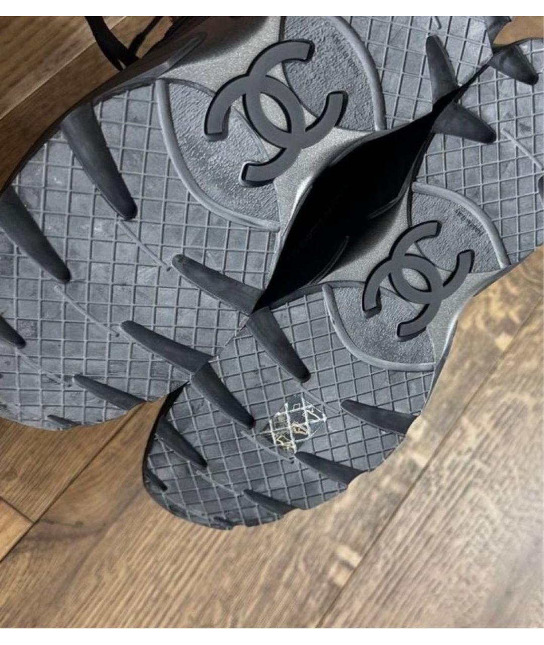 CHANEL Черные кожаные кроссовки, фото 5