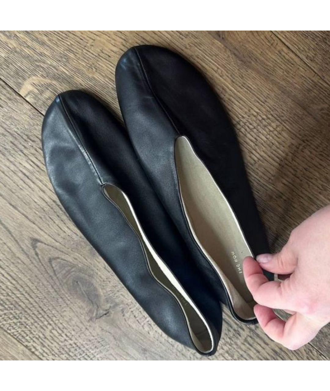 THE ROW Черные кожаные балетки, фото 6
