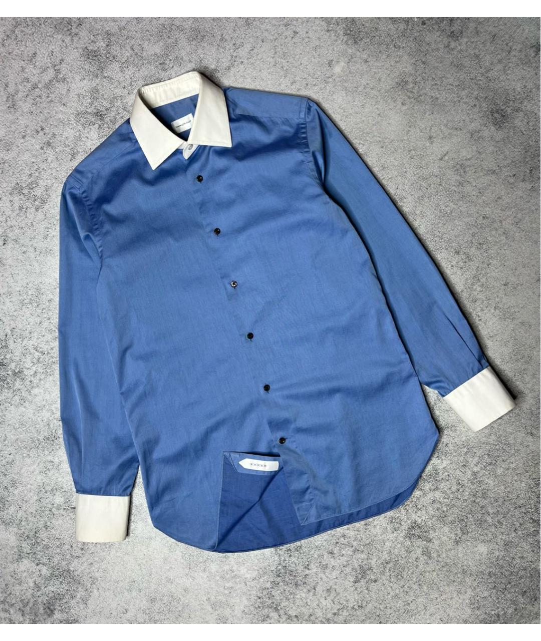 ERMENEGILDO ZEGNA XXX Синяя хлопковая классическая рубашка, фото 8