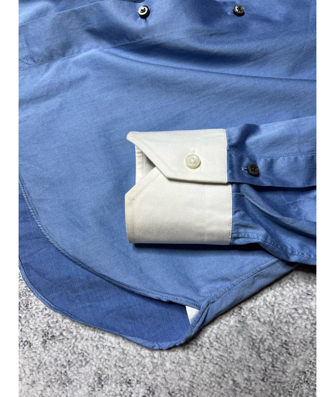 ERMENEGILDO ZEGNA XXX Синяя хлопковая классическая рубашка, фото 7