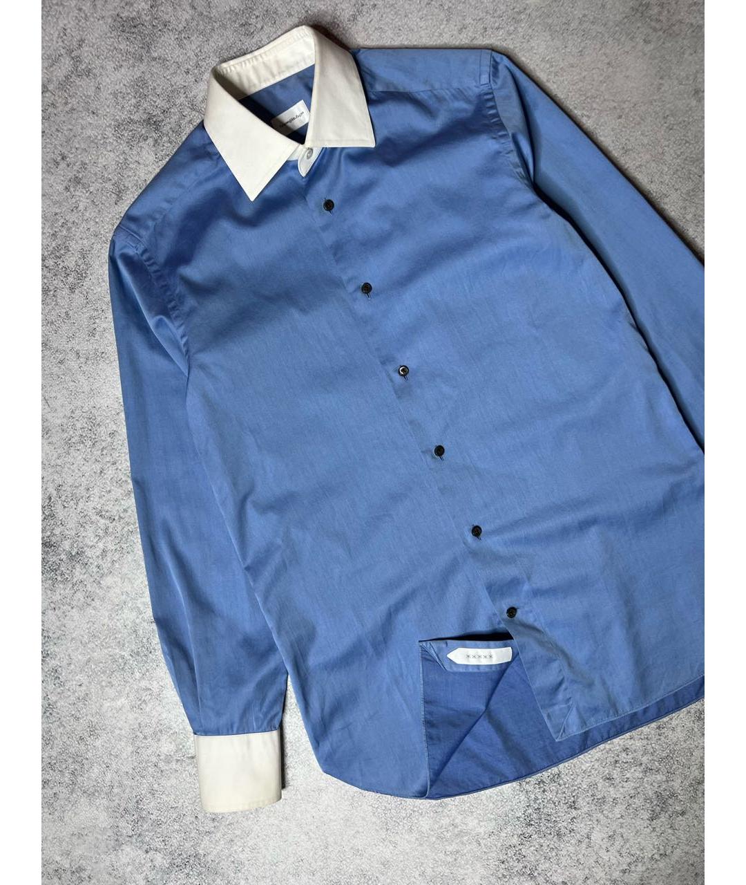 ERMENEGILDO ZEGNA XXX Синяя хлопковая классическая рубашка, фото 3