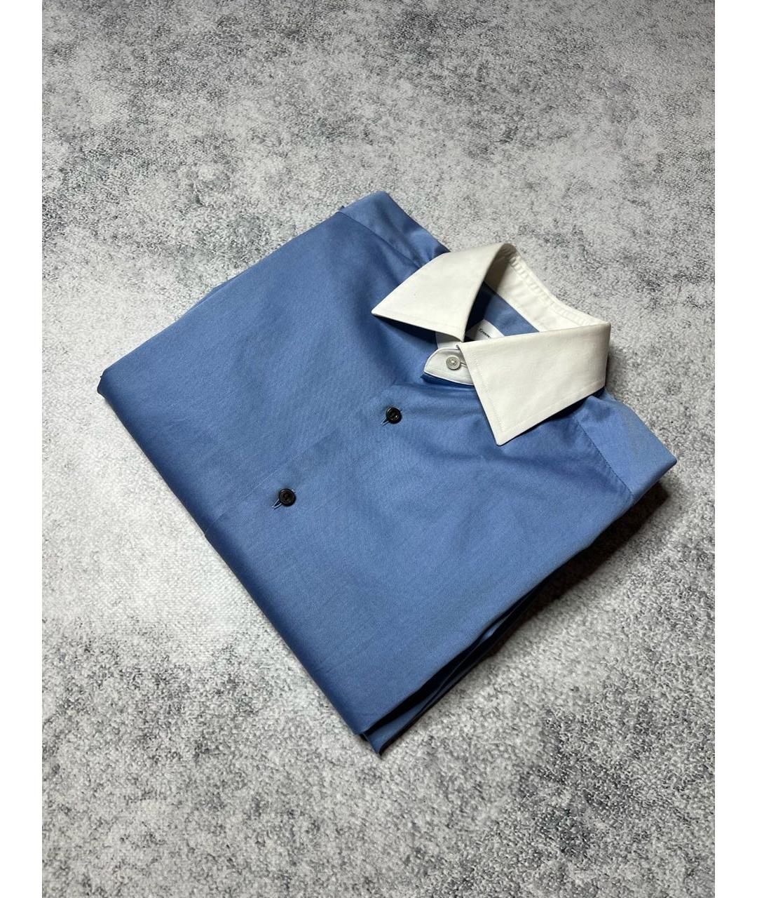 ERMENEGILDO ZEGNA XXX Синяя хлопковая классическая рубашка, фото 2