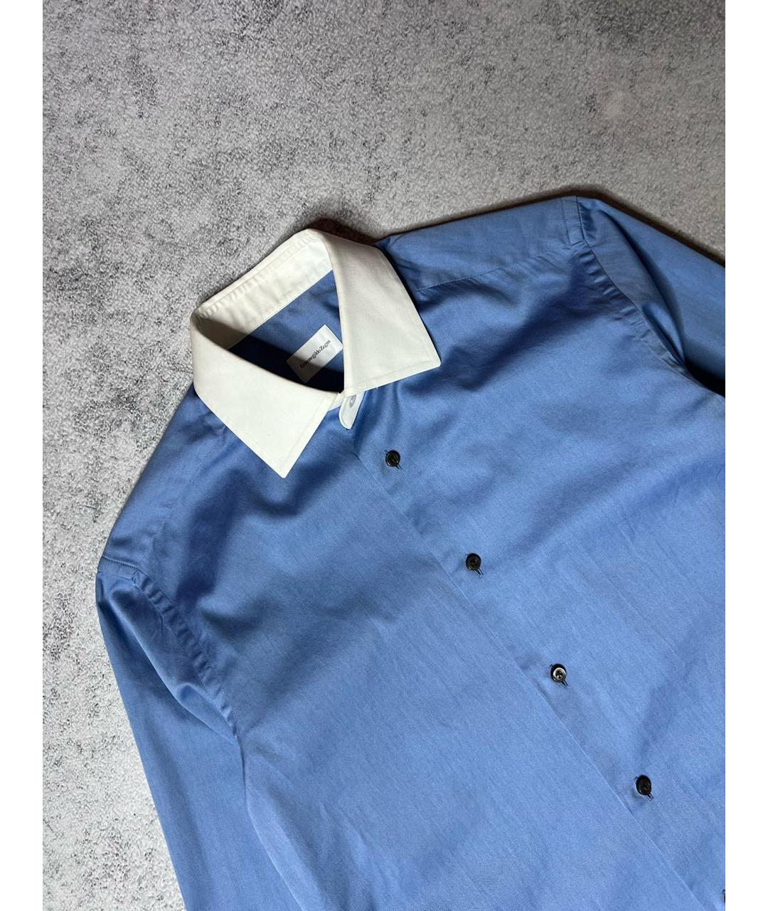 ERMENEGILDO ZEGNA XXX Синяя хлопковая классическая рубашка, фото 4