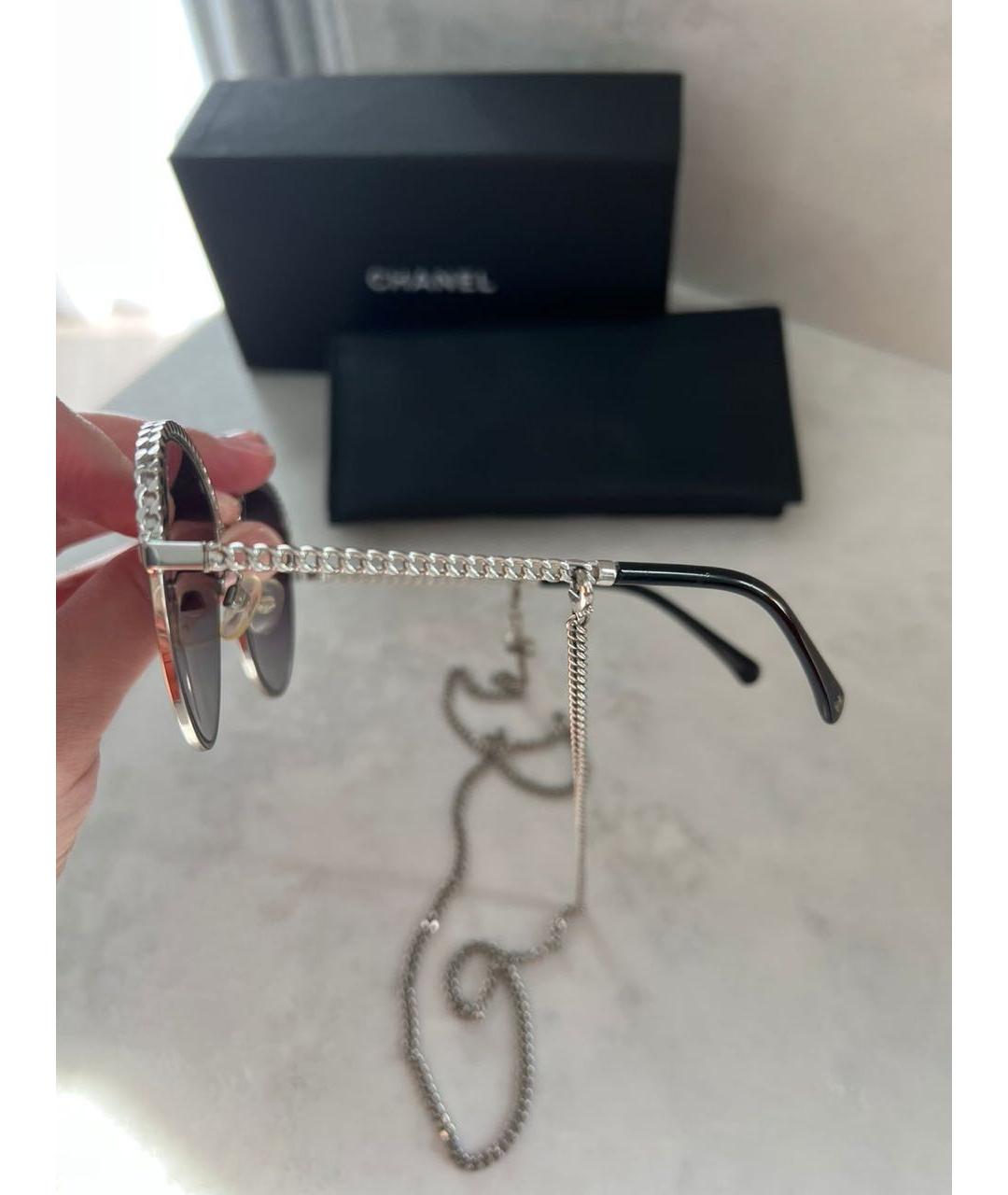 CHANEL Серые металлические солнцезащитные очки, фото 3