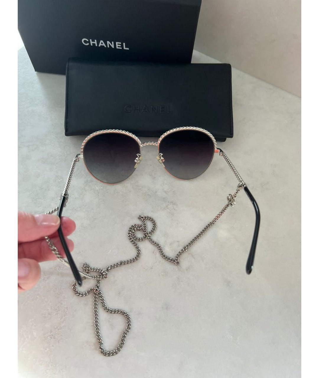 CHANEL Серые металлические солнцезащитные очки, фото 2