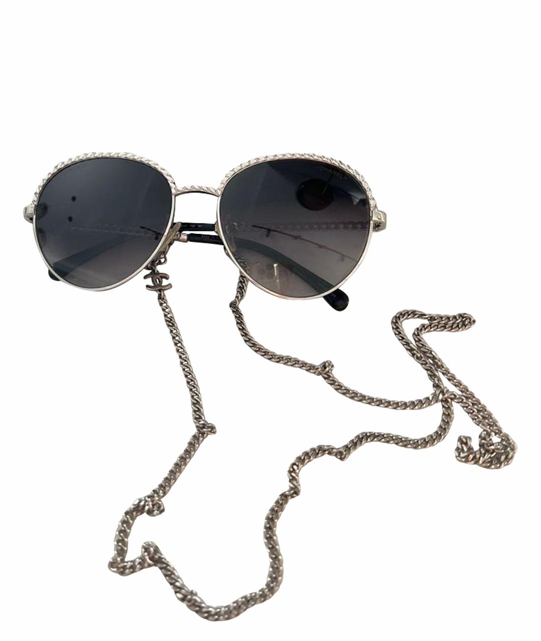 CHANEL Серые металлические солнцезащитные очки, фото 1