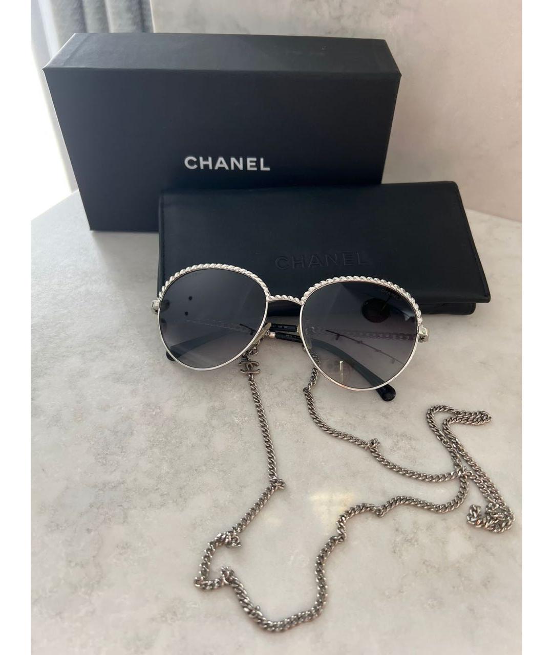 CHANEL Серые металлические солнцезащитные очки, фото 9