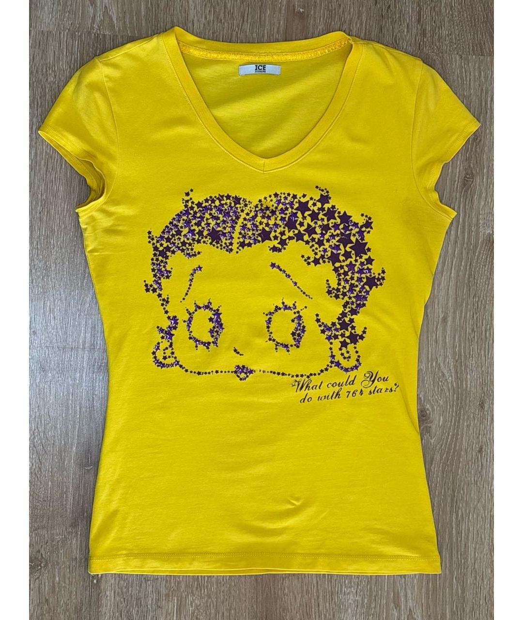 ICEBERG Желтая хлопко-эластановая футболка, фото 6
