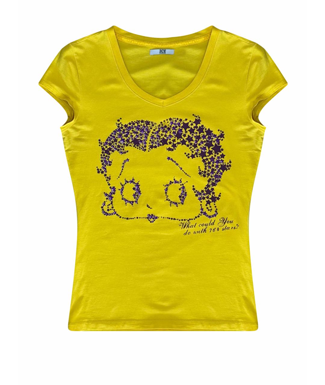 ICEBERG Желтая хлопко-эластановая футболка, фото 1