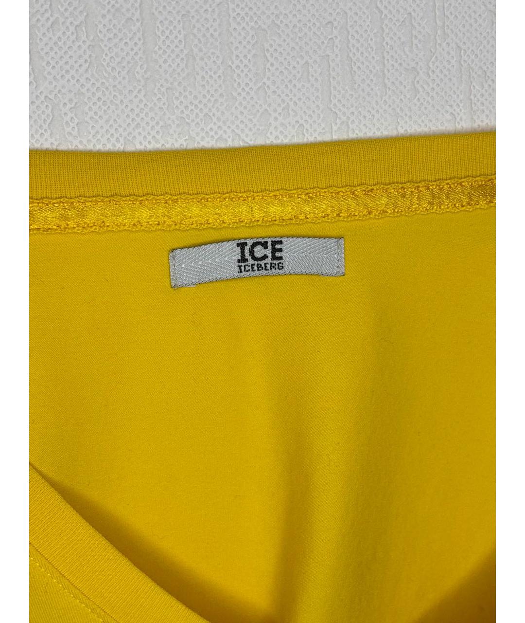 ICEBERG Желтая хлопко-эластановая футболка, фото 5