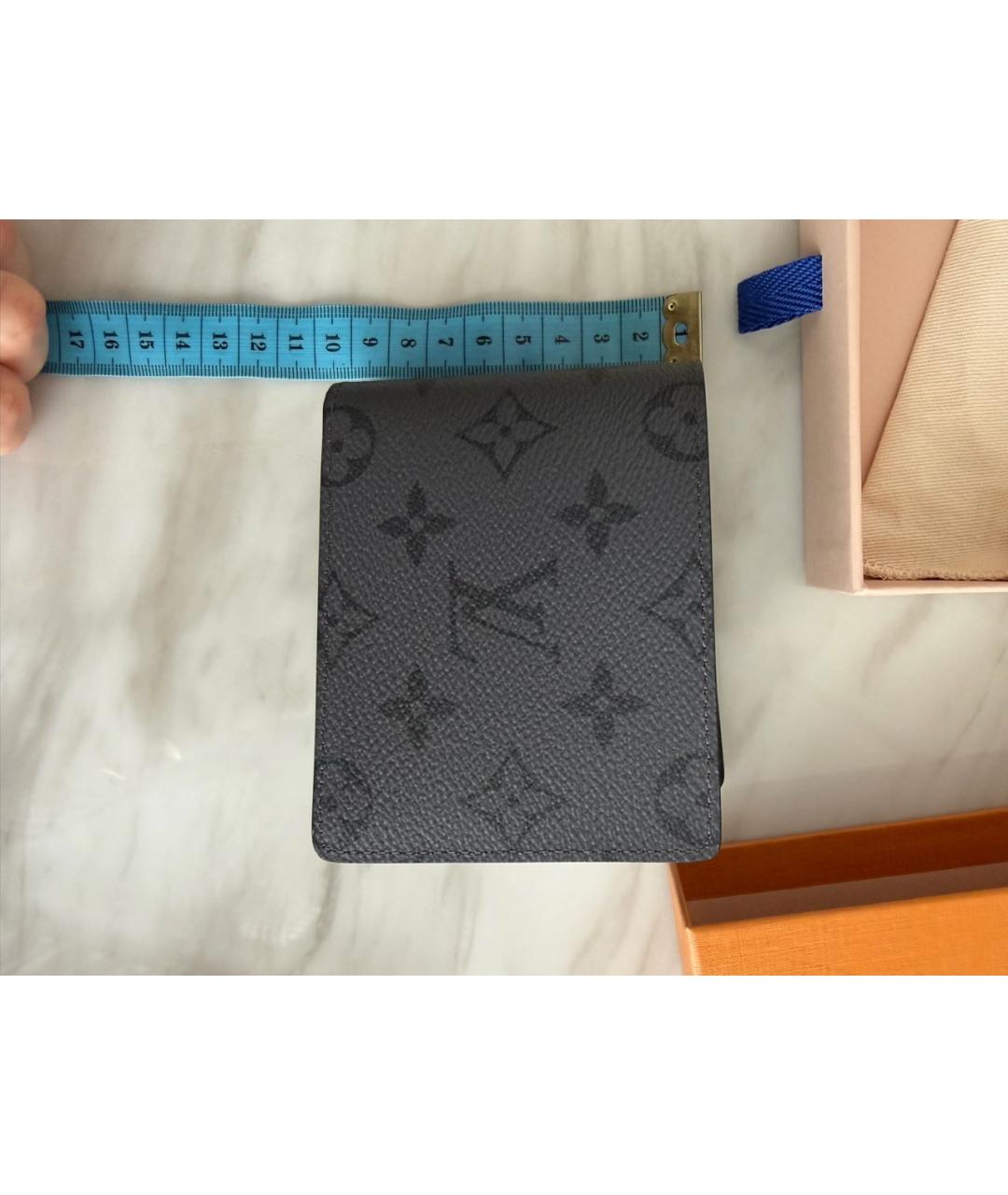 LOUIS VUITTON Серый кожаный кошелек, фото 5