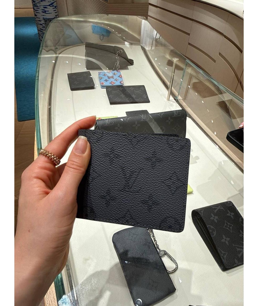 LOUIS VUITTON Серый кожаный кошелек, фото 7