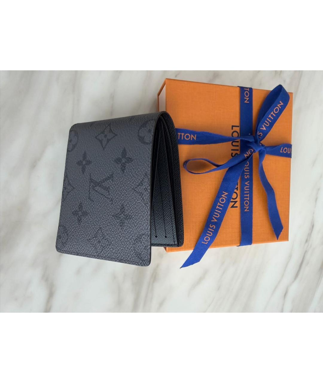 LOUIS VUITTON Серый кожаный кошелек, фото 6