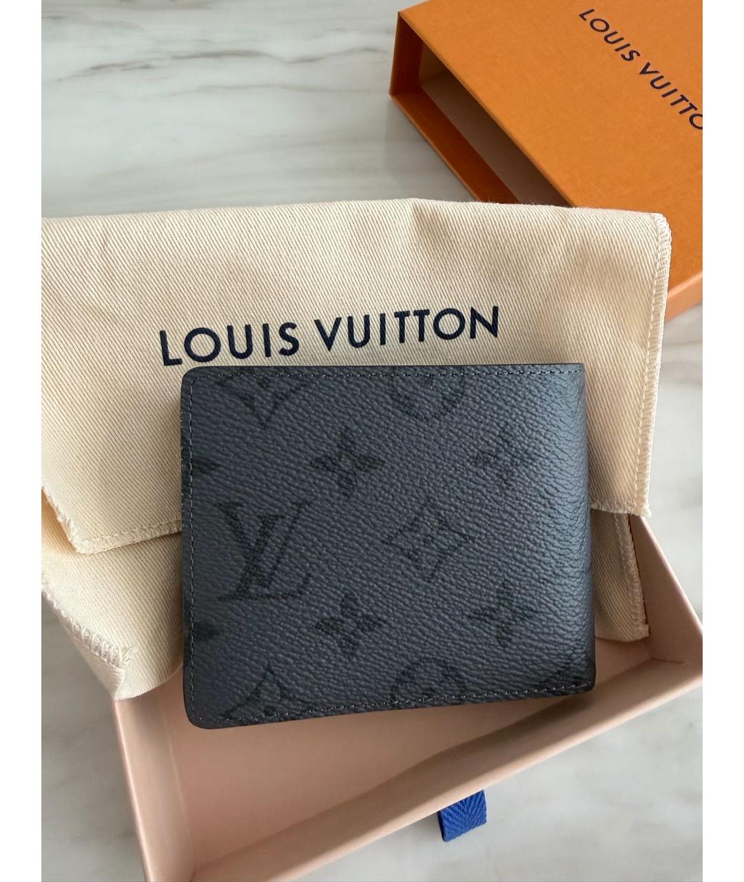 LOUIS VUITTON Серый кожаный кошелек, фото 2