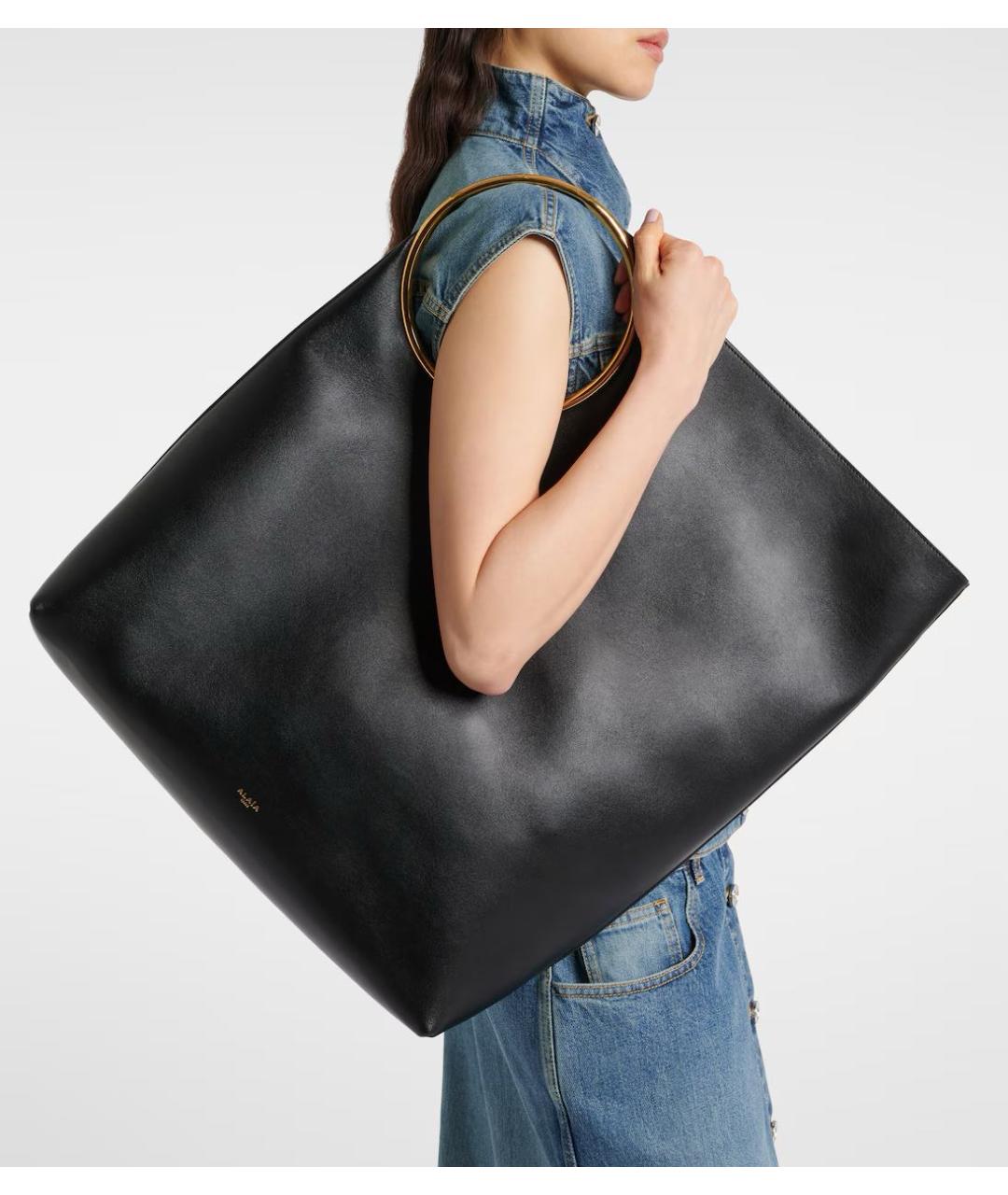 ALAIA Черная кожаная сумка тоут, фото 2