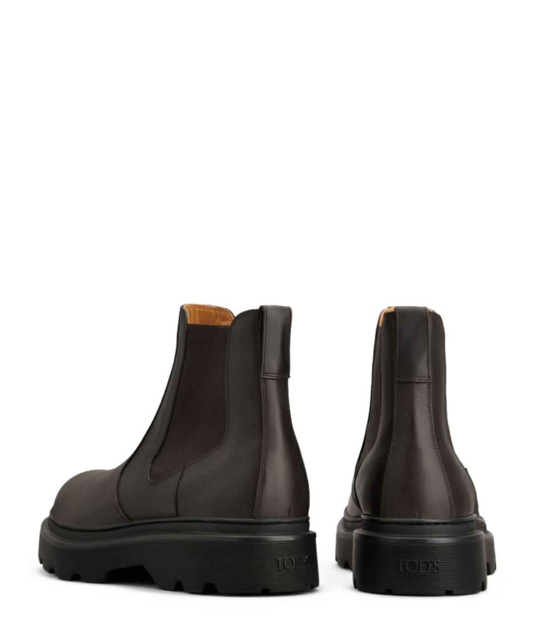 TOD'S Коричневые кожаные низкие ботинки, фото 3