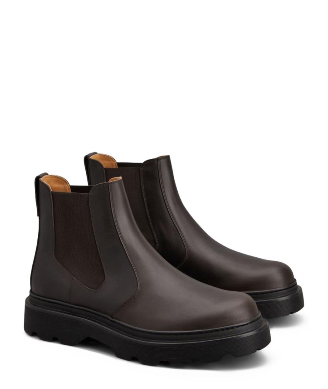 TOD'S Коричневые кожаные низкие ботинки, фото 4