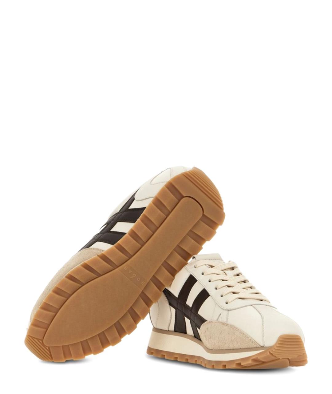 HOGAN Бежевые кожаные низкие кроссовки / кеды, фото 2