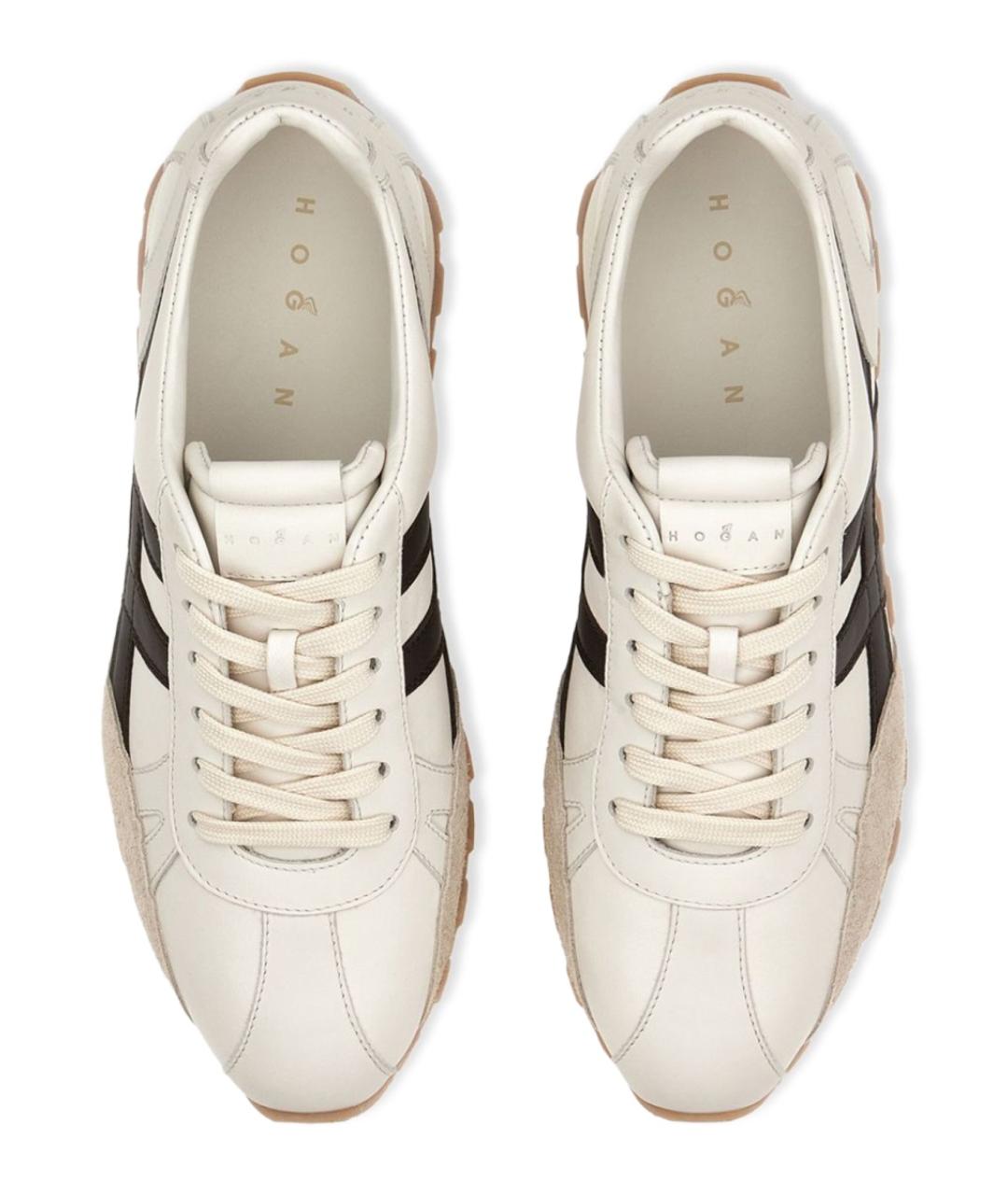 HOGAN Бежевые кожаные низкие кроссовки / кеды, фото 5