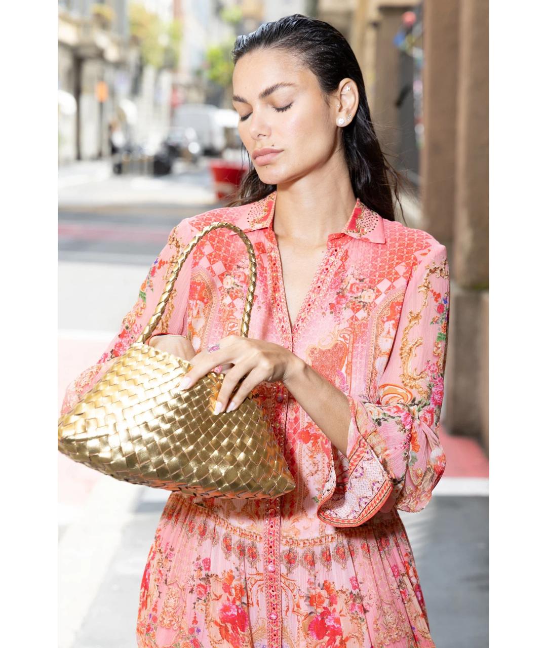 Dragon Diffusion Золотая кожаная сумка тоут, фото 3