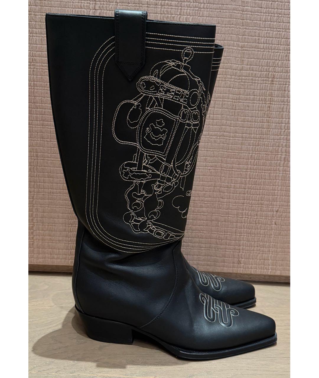 HERMES Черные кожаные сапоги, фото 6