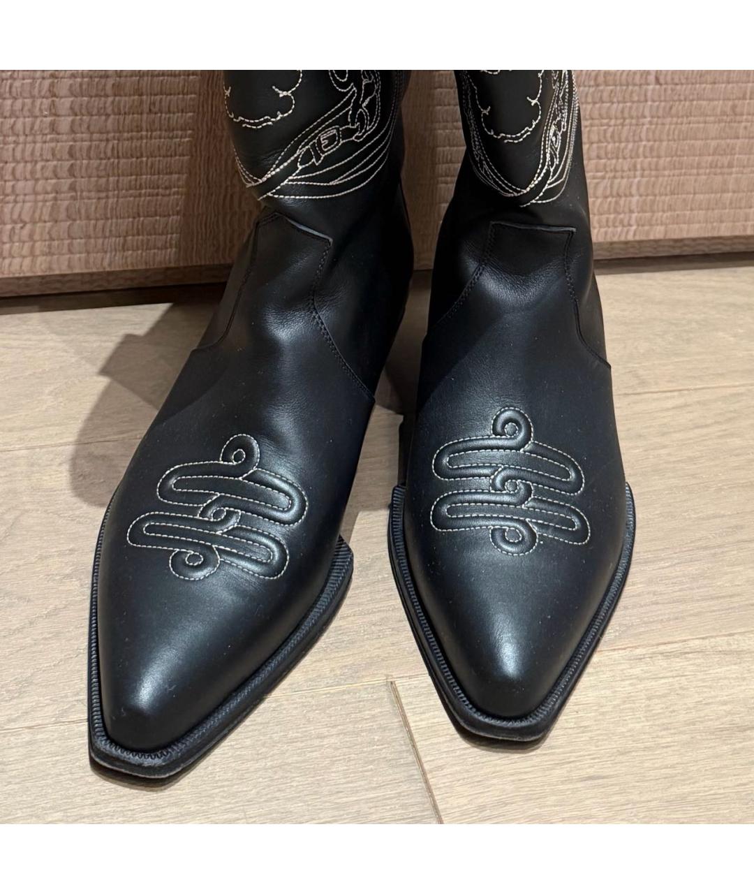 HERMES Черные кожаные сапоги, фото 3