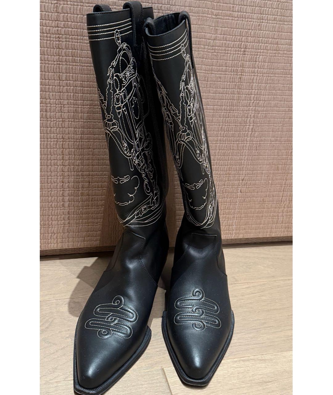 HERMES Черные кожаные сапоги, фото 2