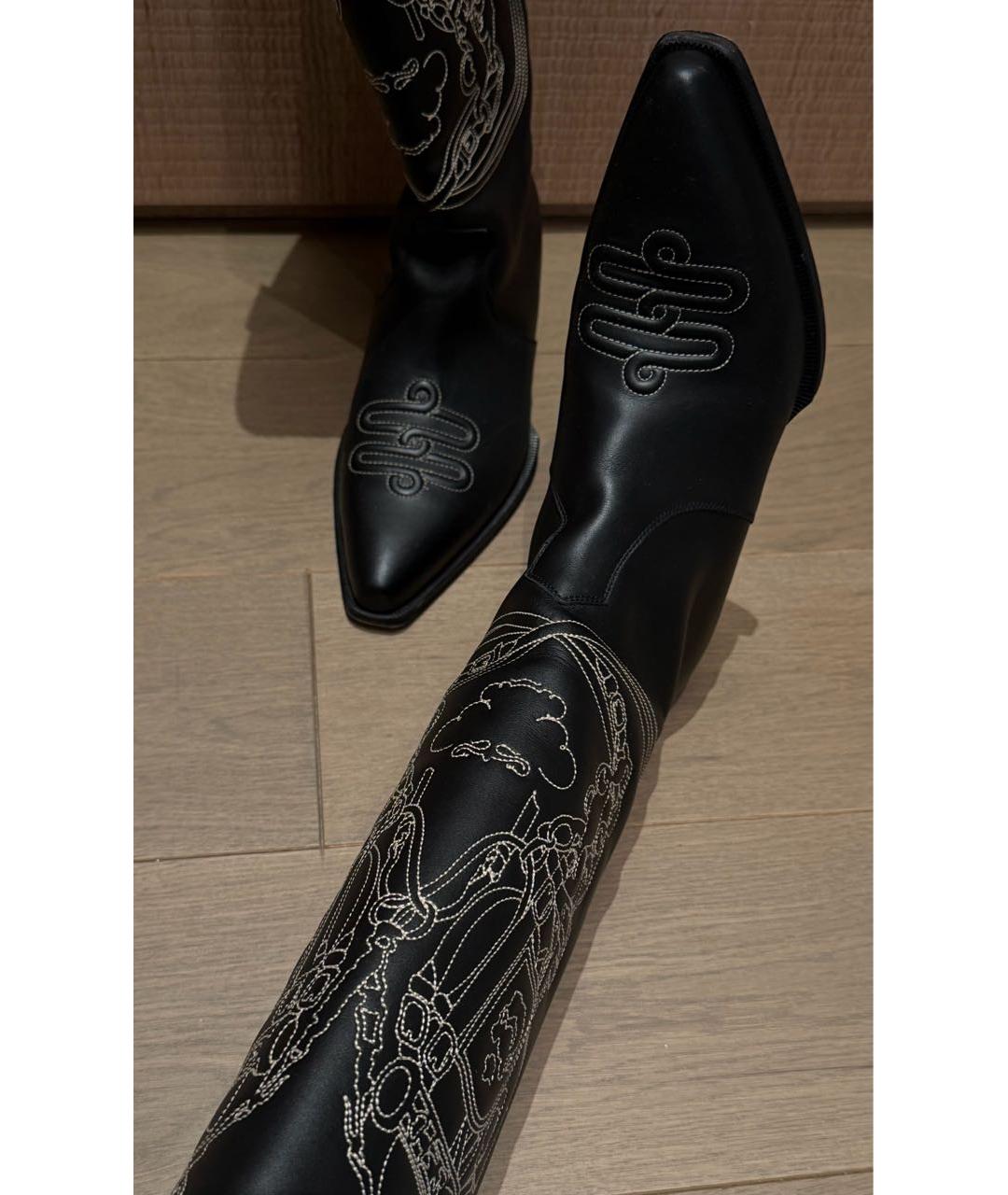 HERMES Черные кожаные сапоги, фото 5