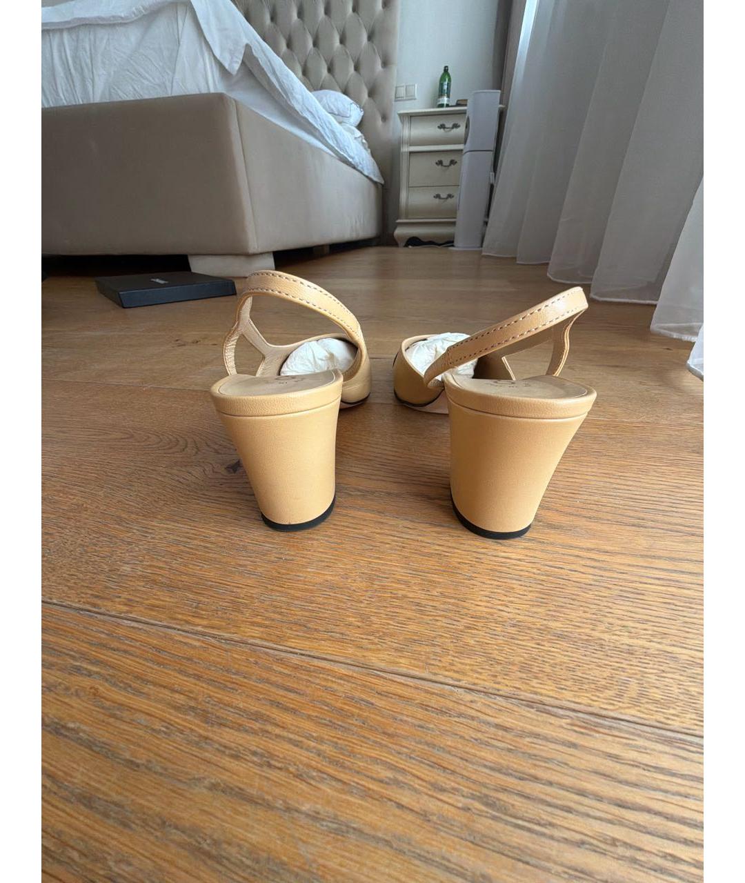 CHANEL Бежевые кожаные туфли, фото 4