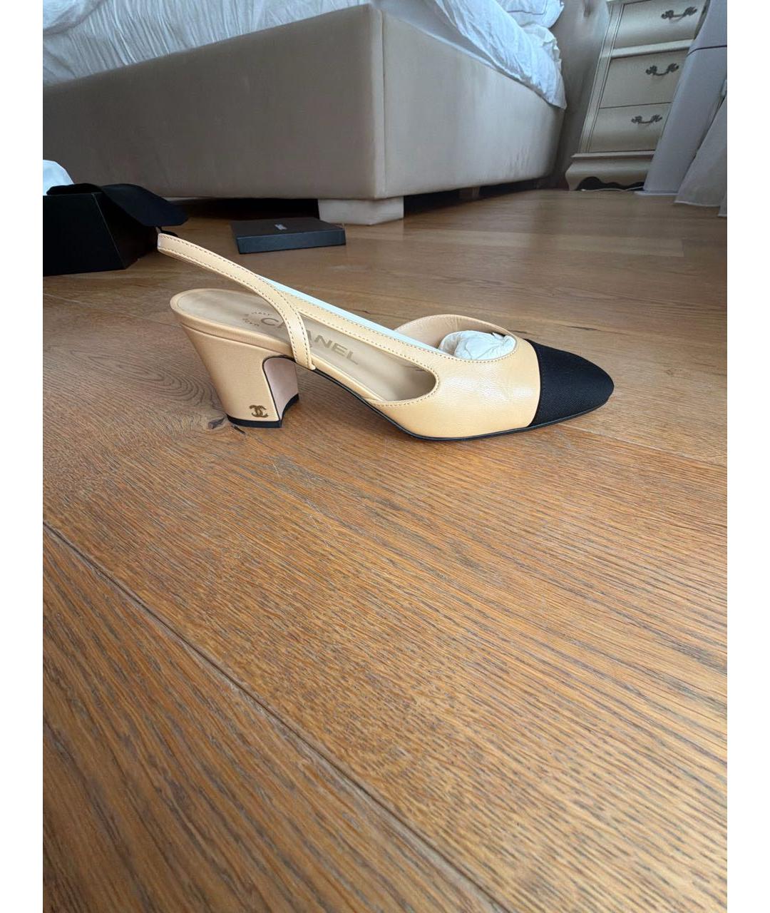 CHANEL Бежевые кожаные туфли, фото 7